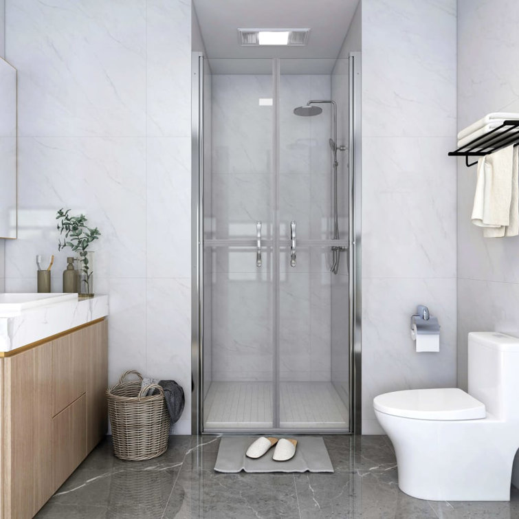 Clear ESG Glass and Aluminum Shower Door 29.9'' x 74.8''
