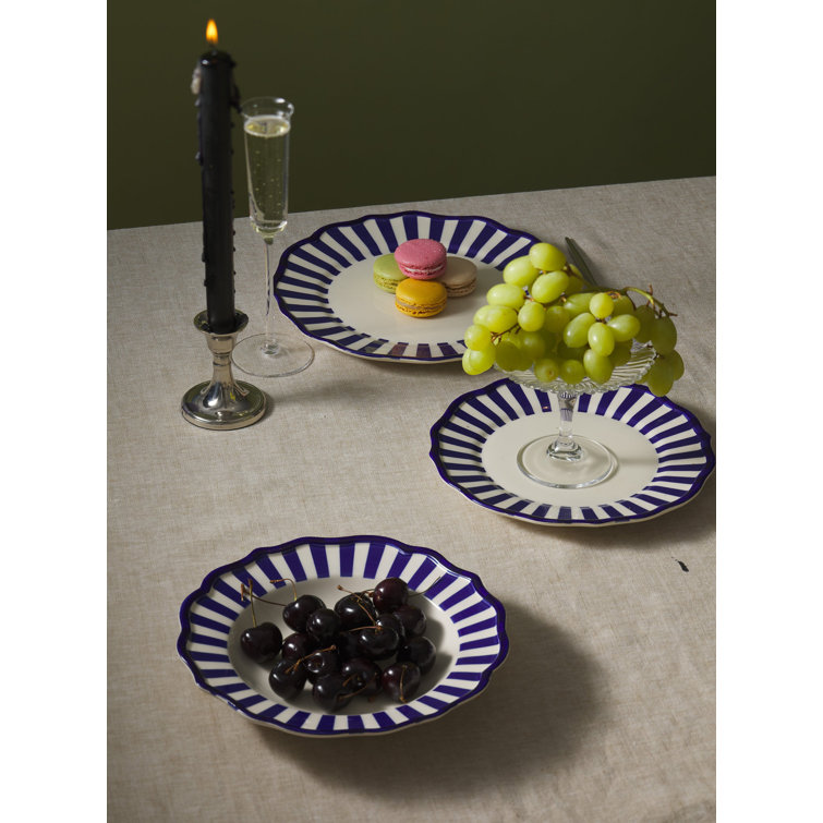 Riviera Blue and White Hand-Painted Ceramic Salad Plates Set