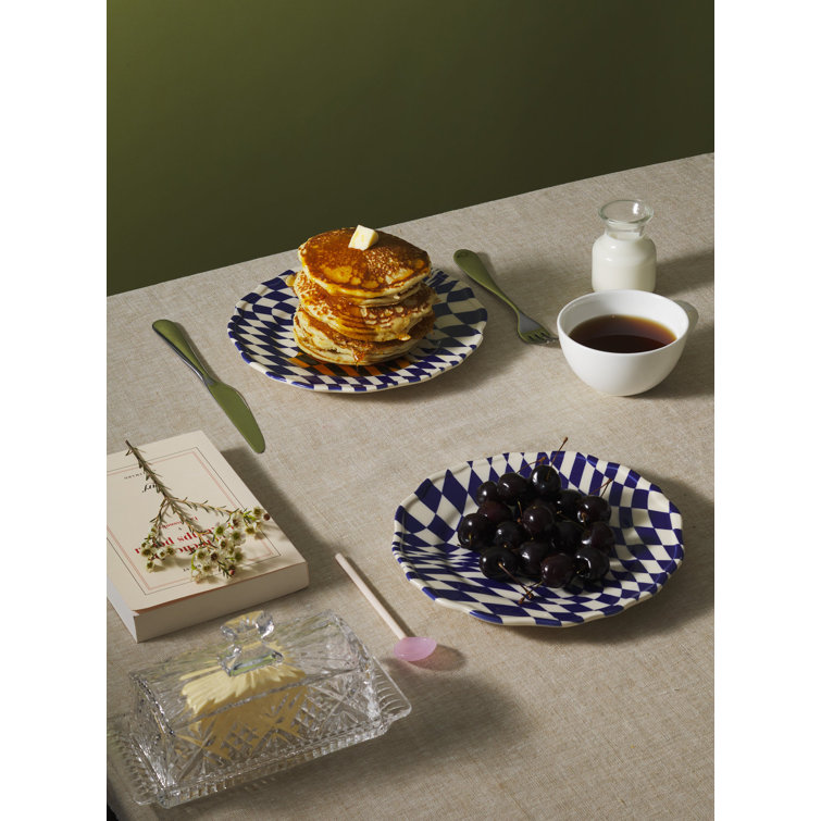 Hand-Painted Blue and White Ceramic Dessert Plates, Set of 4