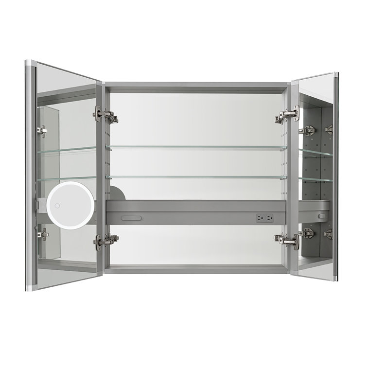 Royale 30'' Silver Medicine Cabinet with LED Mirror