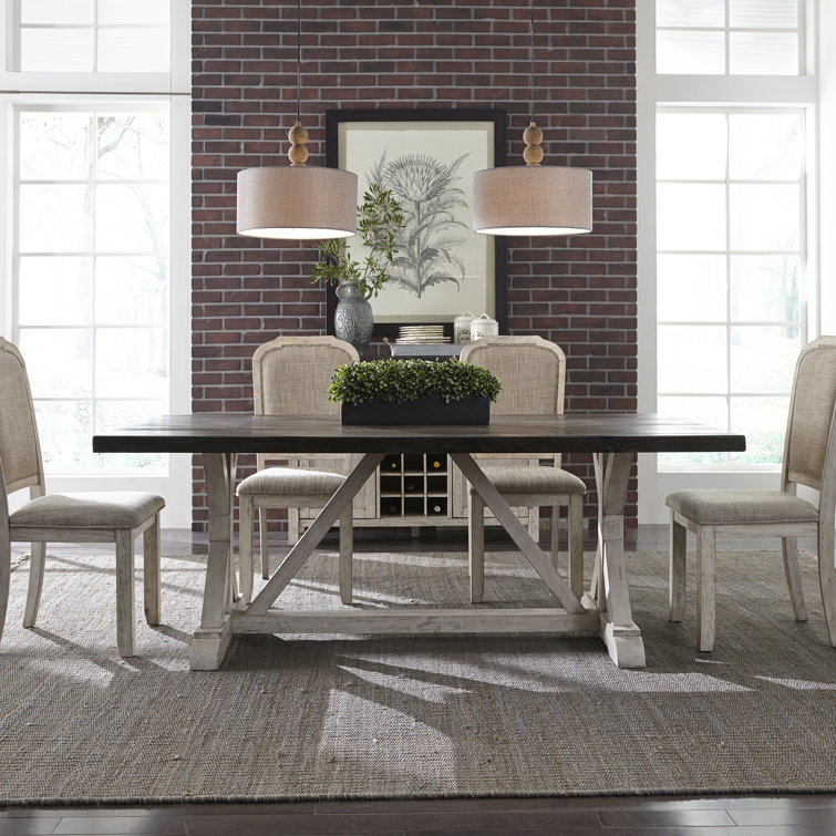Rustic White and Charcoal Reclaimed Wood Rectangular Dining Table