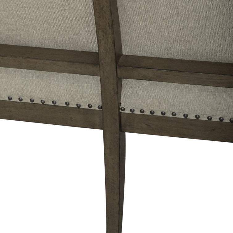 Americana Farmhouse Beige Linen Upholstered Dining Bench
