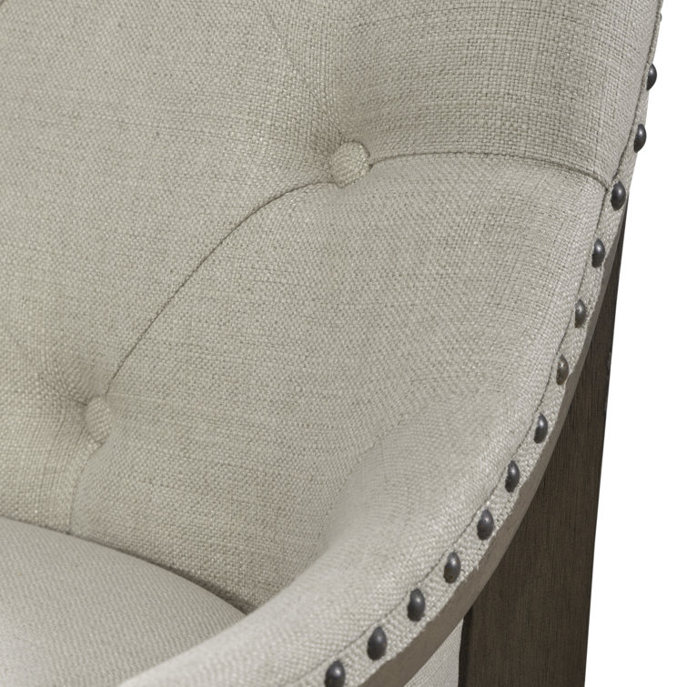 Americana Farmhouse Beige Linen Upholstered Dining Bench