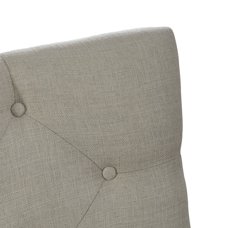 Beige Tufted Linen Upholstered Side Chair with Wood Frame