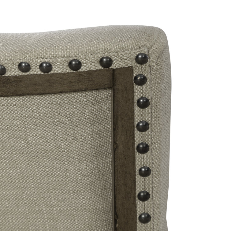 Beige Tufted Linen Upholstered Side Chair with Wood Frame
