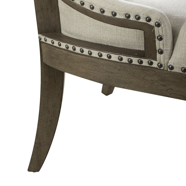 Beige Tufted Linen Upholstered Side Chair with Wood Frame