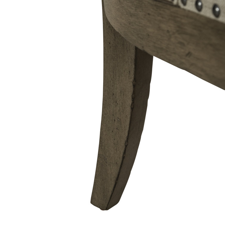 Beige Tufted Linen Upholstered Side Chair with Wood Frame