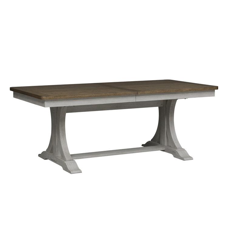 Antique White and Chestnut 5-Piece Trestle Dining Set