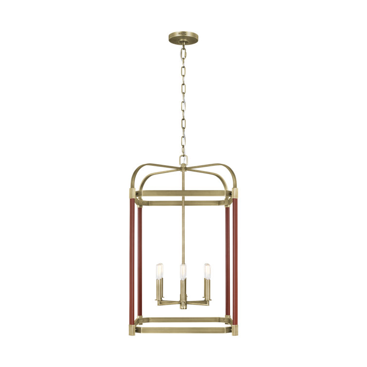 Hadley Time Worn Brass 6-Light Indoor/Outdoor Square Lantern