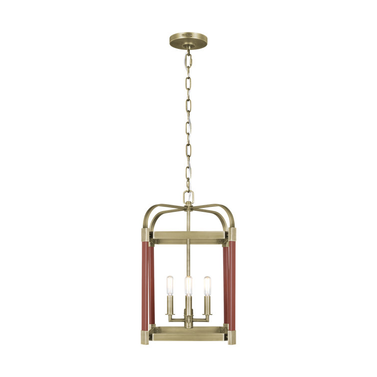Hadley Elegance 4-Light Square Drum Pendant in Time Worn Brass