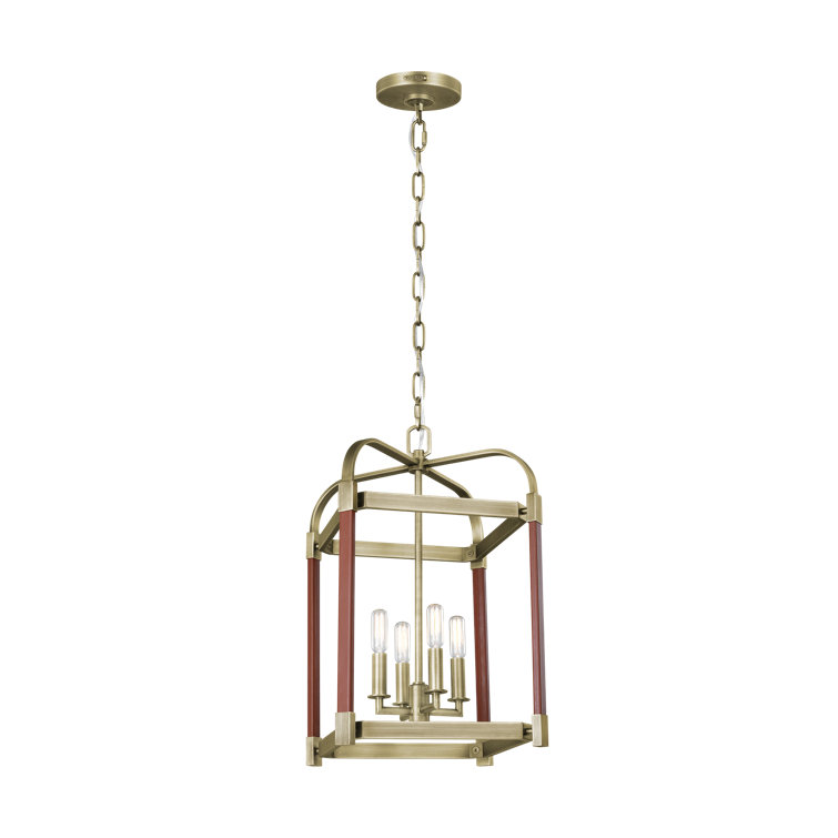 Hadley Elegance 4-Light Square Drum Pendant in Time Worn Brass