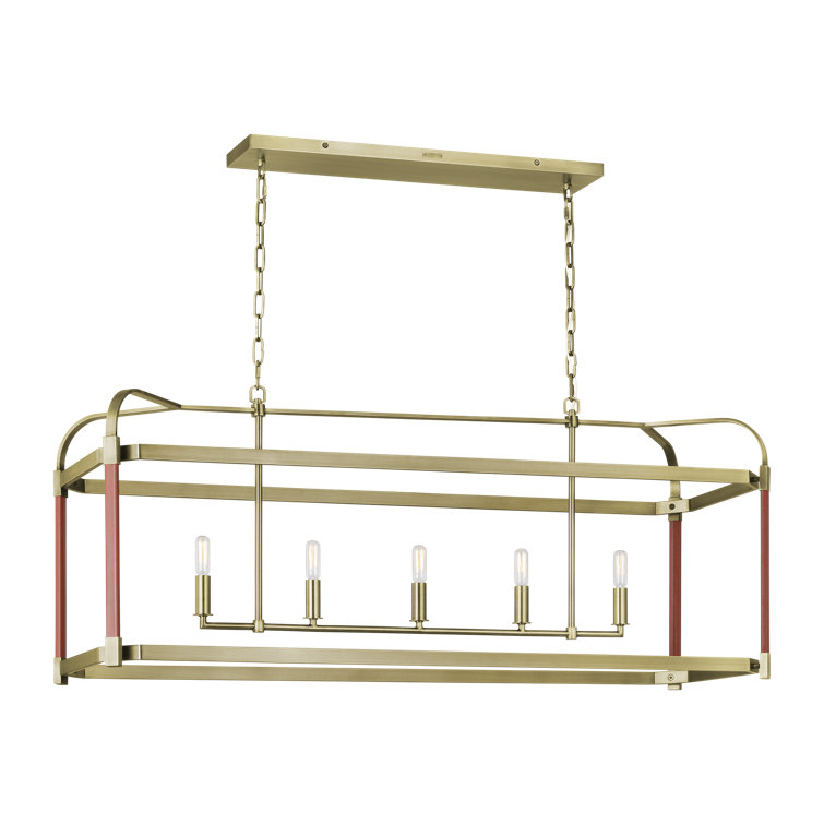 Hadley Brass Cage Linear Chandelier