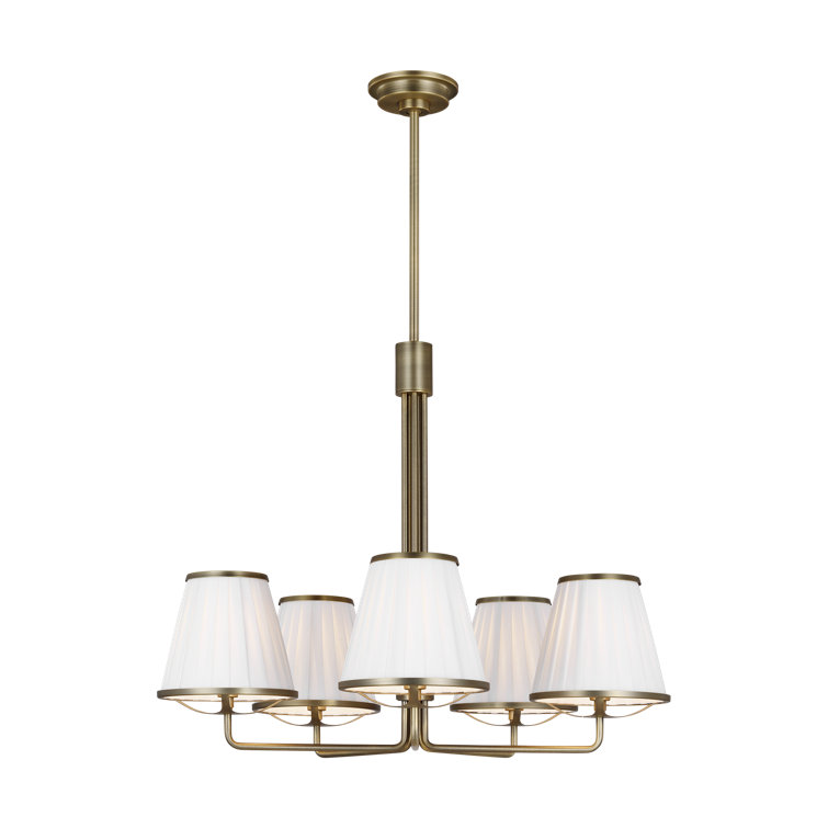 Esther Polished Nickel 5-Light Chandelier with Pleated Shades