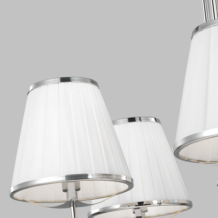 Esther Polished Nickel 5-Light Chandelier with Pleated Shades