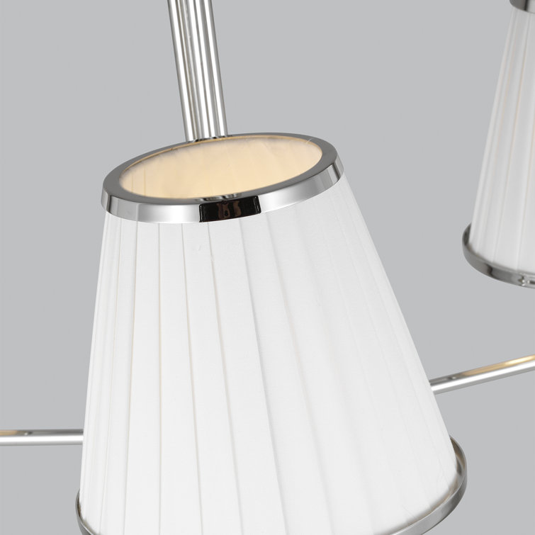 Esther Polished Nickel 3-Light Chandelier with Pleated Shades