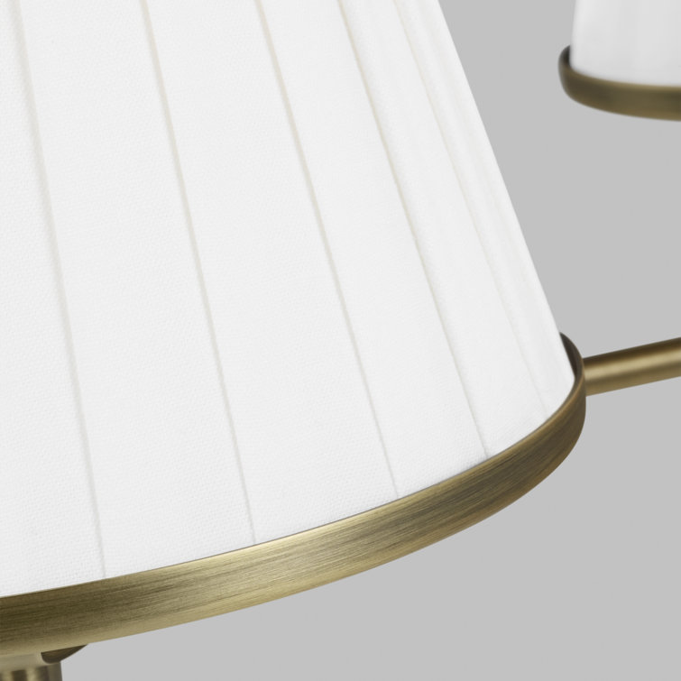 Esther Time Worn Brass 3-Light Chandelier with White Linen Shades