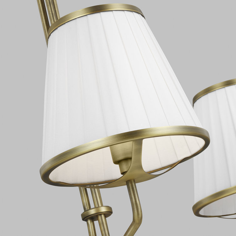 Esther Time Worn Brass 3-Light Chandelier with White Linen Shades