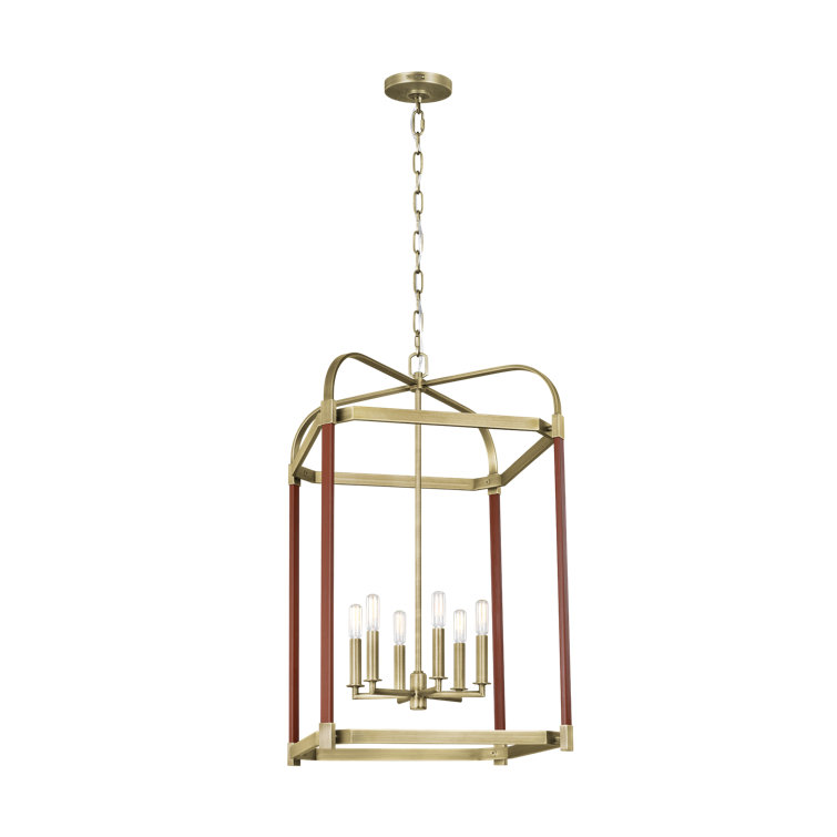 Hadley Time Worn Brass 6-Light Indoor/Outdoor Square Lantern