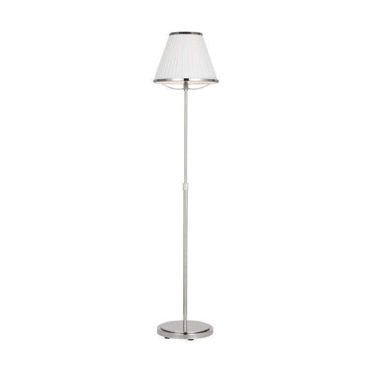 Esther Adjustable 65" White Linen Shade Floor Lamp in Polished Nickel