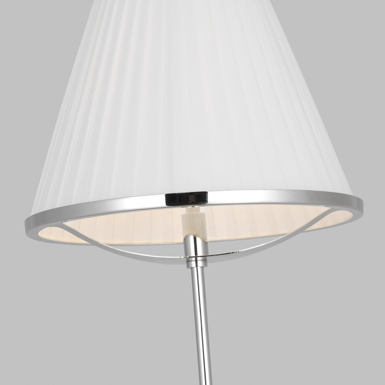 Esther Adjustable 65" White Linen Shade Floor Lamp in Polished Nickel