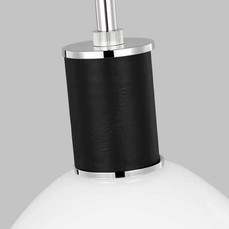 Polished Nickel and Milk Glass Dome Pendant Light