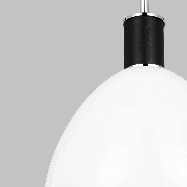Polished Nickel and Milk Glass Dome Pendant Light