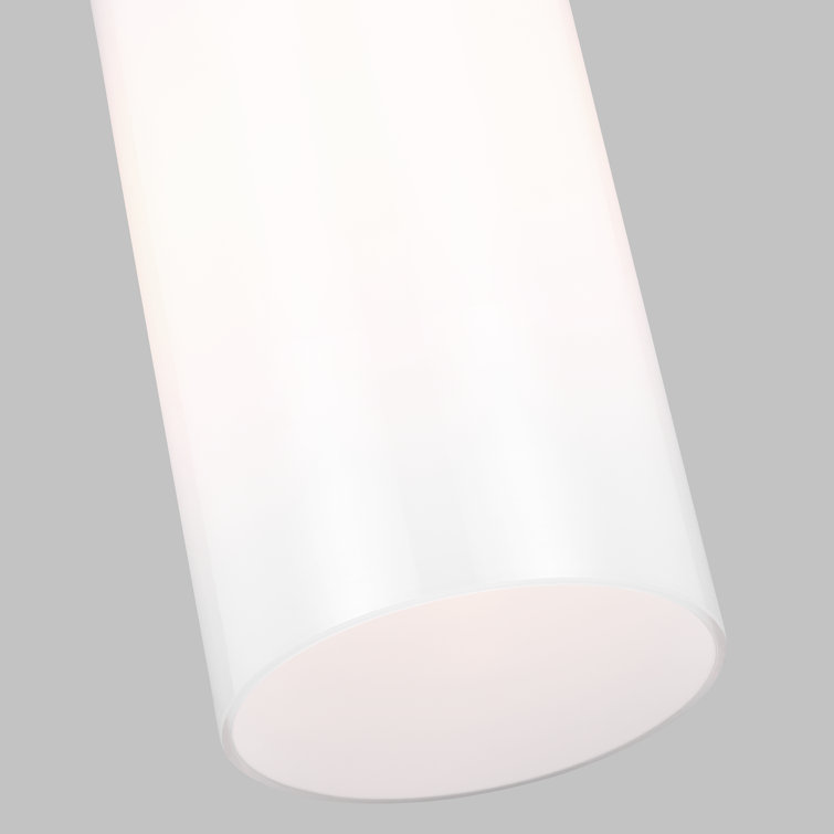 Polished Nickel and White Glass Cylinder Pendant Light