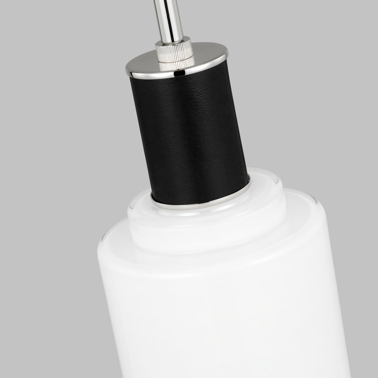 Polished Nickel and White Glass Cylinder Pendant Light