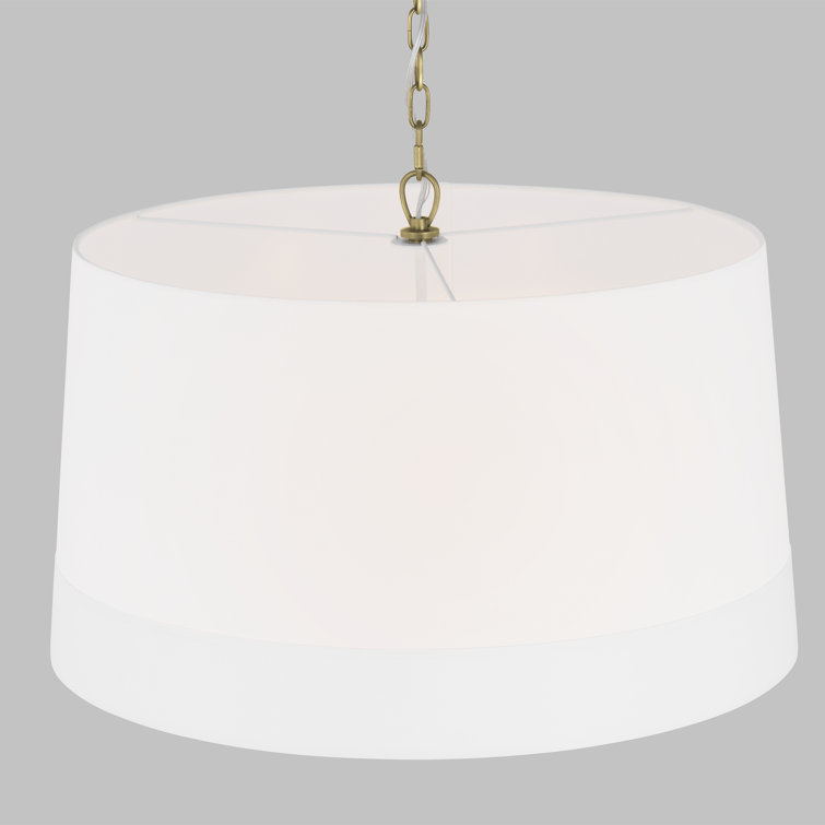 Ivie Time Worn Brass 26" Drum Pendant with Dimmable Light