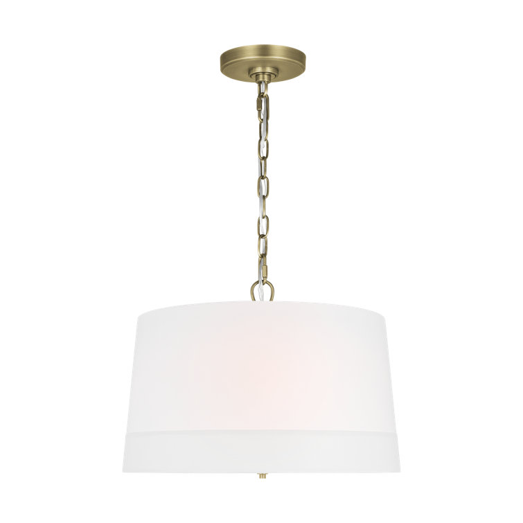 Ivie Time Worn Brass 26" Drum Pendant with Dimmable Light