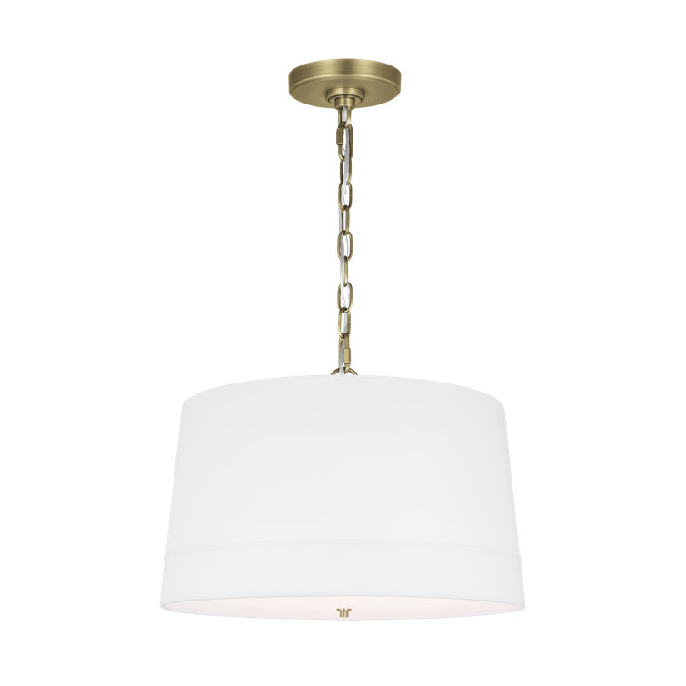 Ivie Time Worn Brass 26" Drum Pendant with Dimmable Light