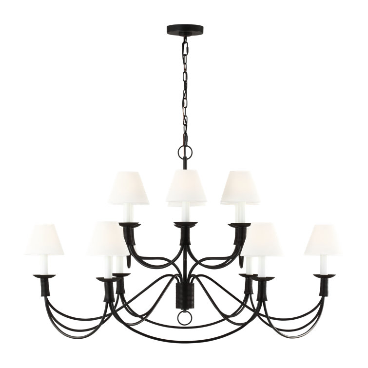 Sullivan White Iron 12-Light Dimmable Chandelier