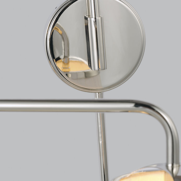 Polished Nickel Swing Arm Sconce with White Linen Shade