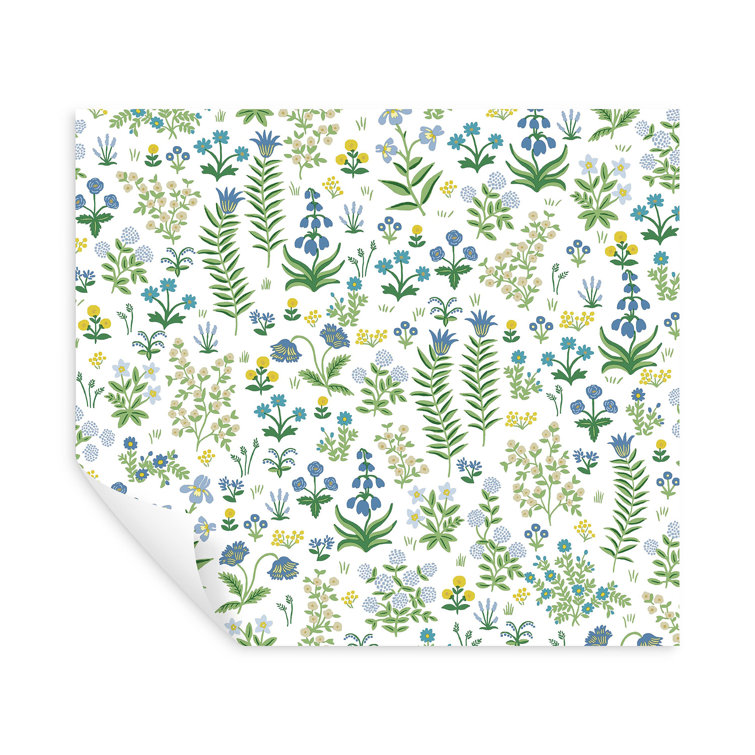 Menagerie Garden Blue Multicolor Peel and Stick Vinyl Wallpaper