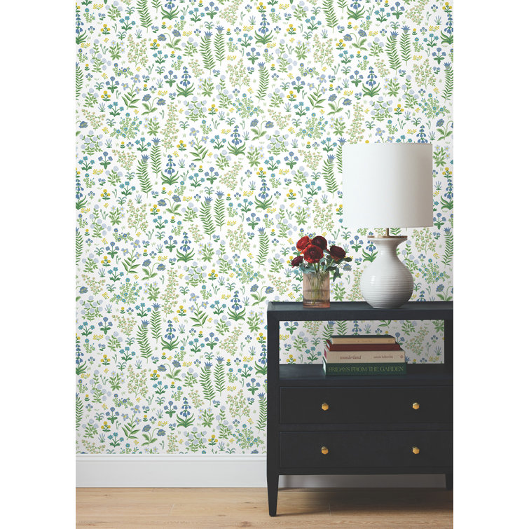 Menagerie Garden Blue Multicolor Peel and Stick Vinyl Wallpaper