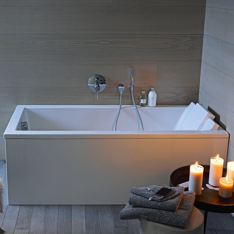 Starck 67'' White Acrylic Rectangular Drop-In Soaking Bathtub