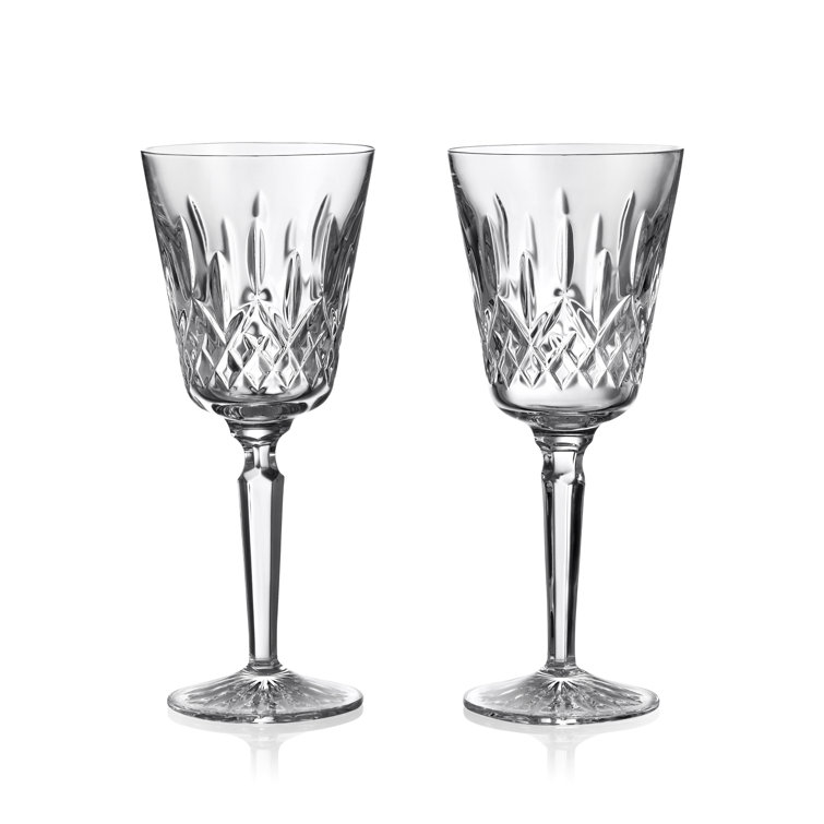 Elegant Lismore 8.5oz Crystal Wine Goblets, Set of 2