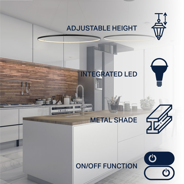 Circulo 74" Matte Black Minimalist Industrial LED Pendant
