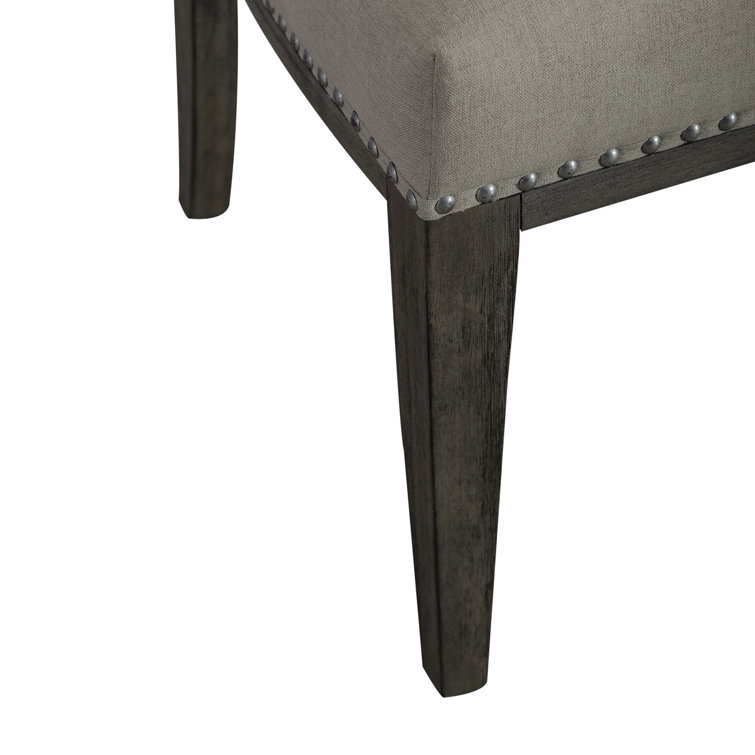 Havana Brown Upholstered Side Chair with Nailhead Trim