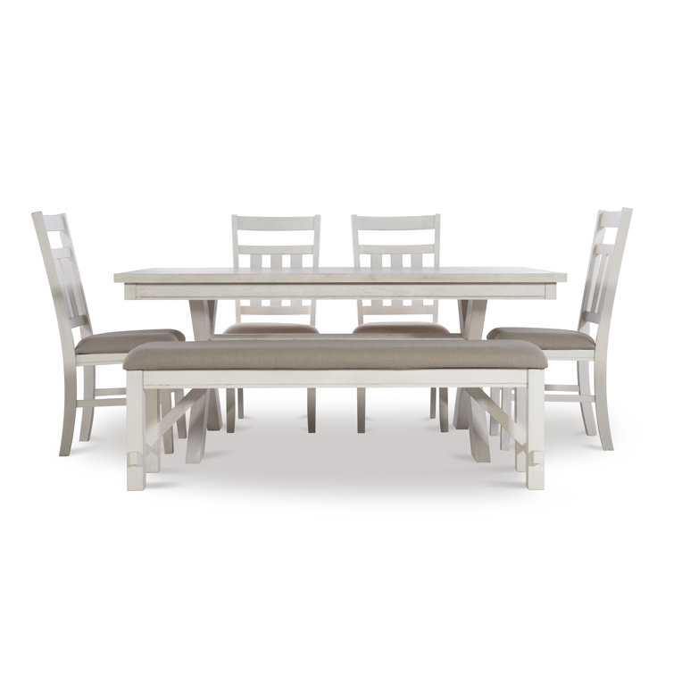 Smokey White and Tan 6-Piece Farmhouse Dining Set