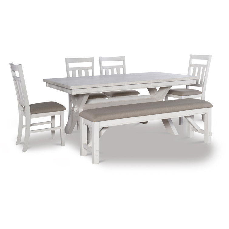 Smokey White and Tan 6-Piece Farmhouse Dining Set