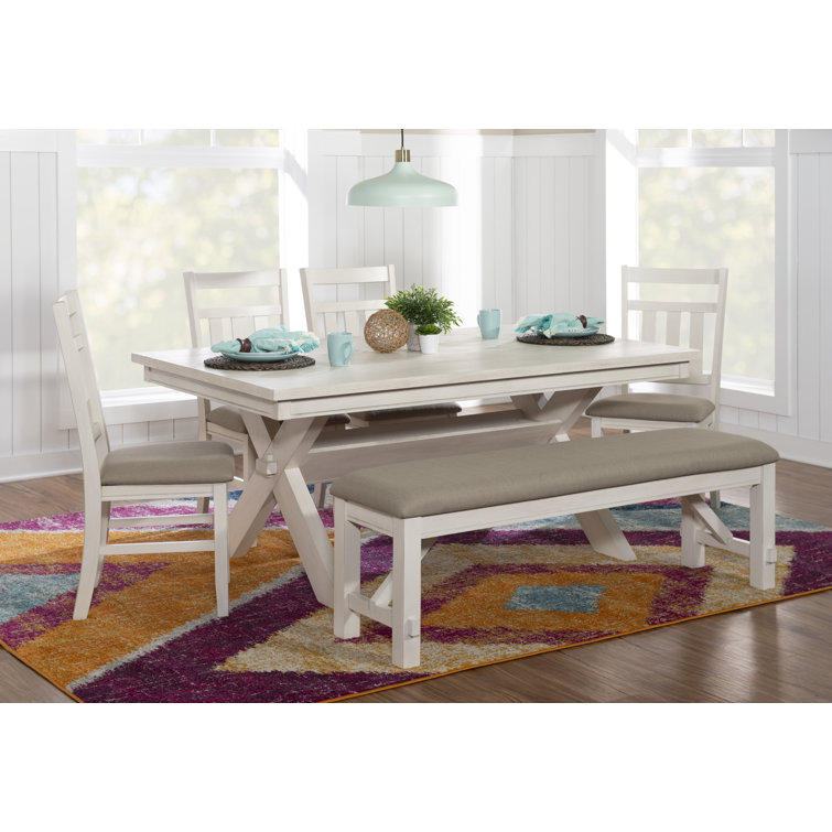 Smokey White and Tan 6-Piece Farmhouse Dining Set