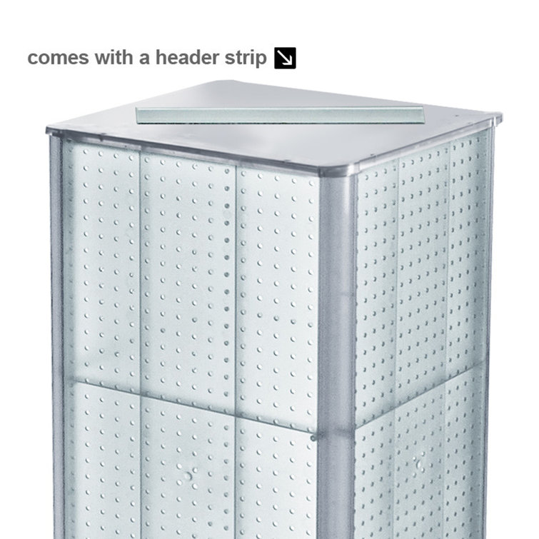 Blue Four-Sided Pegboard Tower Floor Display with Metal Base