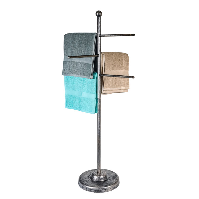 50" Black Metal Freestanding Pool and Spa Towel Rack
