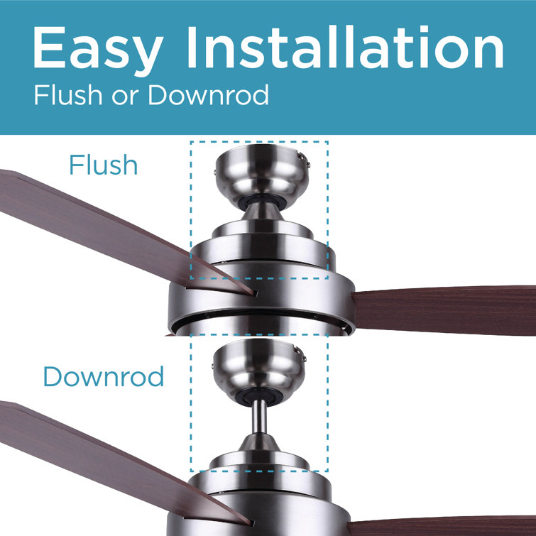 52-Inch Brushed Nickel Ceiling Fan with Mahogany Blades and Remote