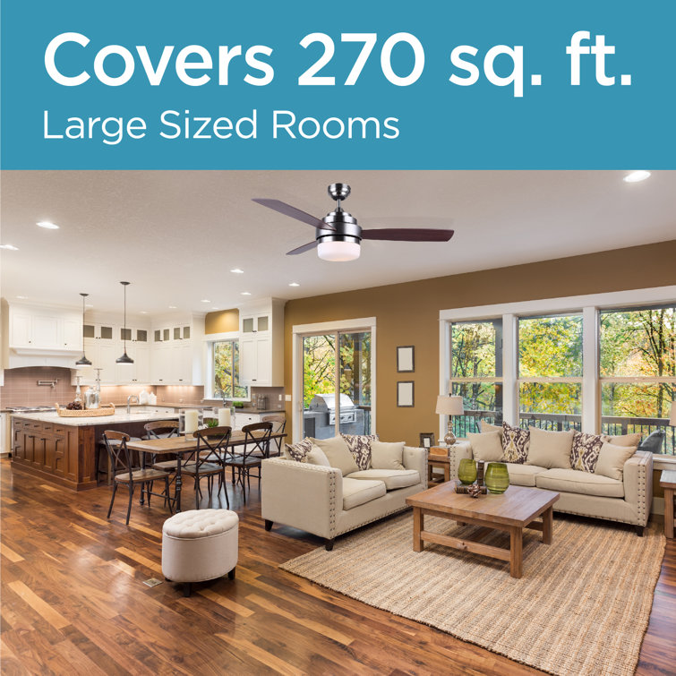 52-Inch Brushed Nickel Ceiling Fan with Mahogany Blades and Remote
