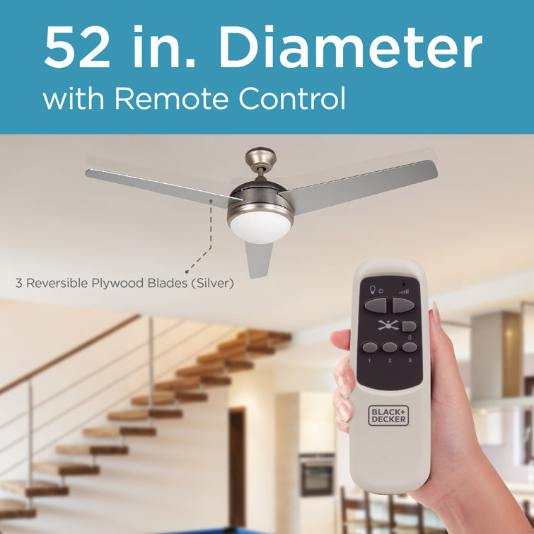 52-Inch Brushed Nickel Ceiling Fan with Light and Remote
