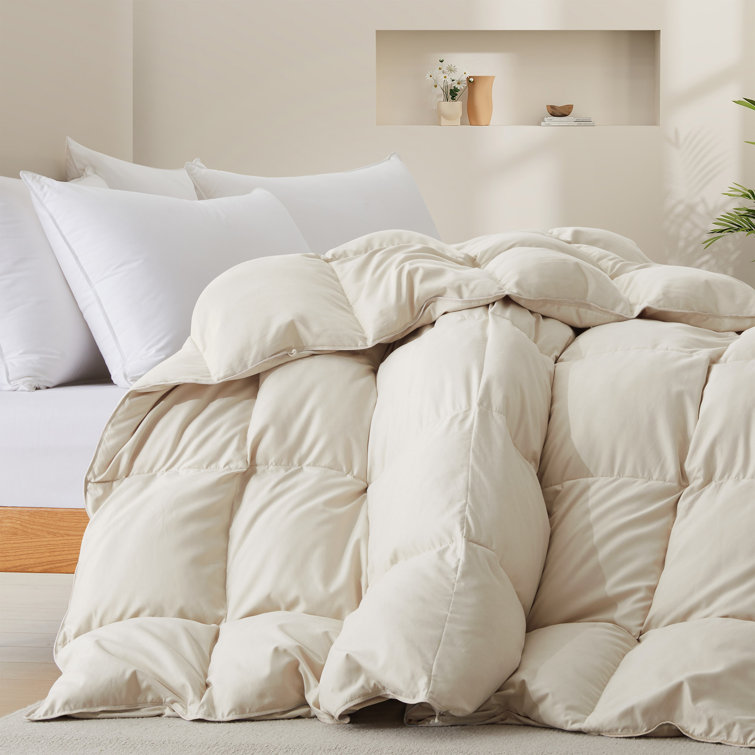 Cream Twin All-Season Goose Down Comforter Duvet Insert