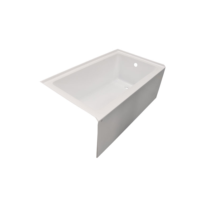White Acrylic 54-Inch Alcove Soaking Bathtub with Right Drain