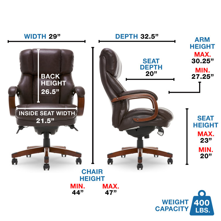 Brown Leather High Back Executive Swivel Chair with Fixed Arms
